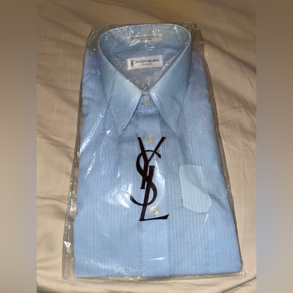 Vintage Yves Saint Laurent Light Blue Men's Shirt still in package  sz 15/32-33